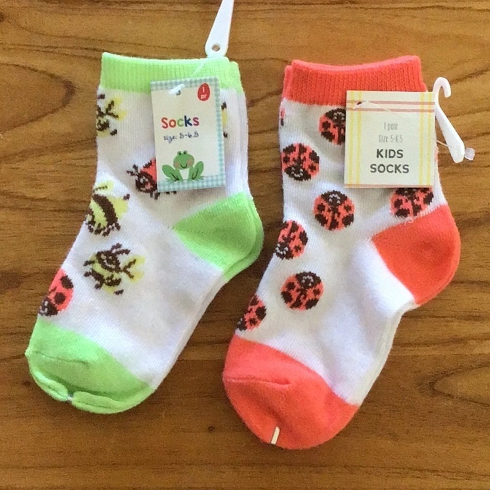 Vibrant Ladybug and Bee Crew Socks for Fun Fashion - NWT
